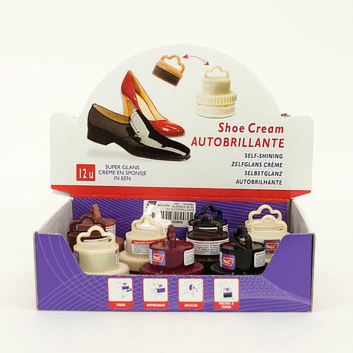 Palc self shine shoe cream with applicator top, made in Spain