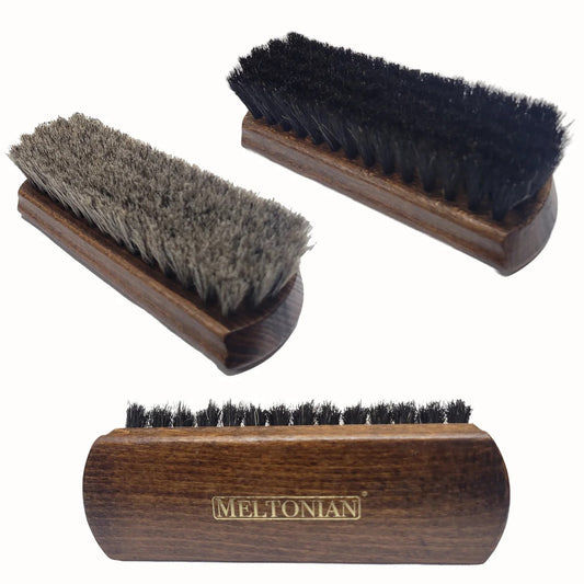 Meltonian Horsehair Shoe Brush, Black or Gray