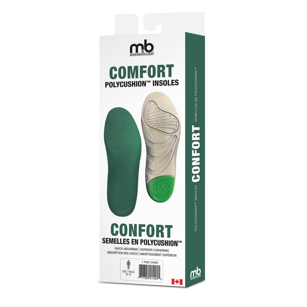 COMFORT POLYCUSHION INSOLES, MEN SIZES 9 TO 13