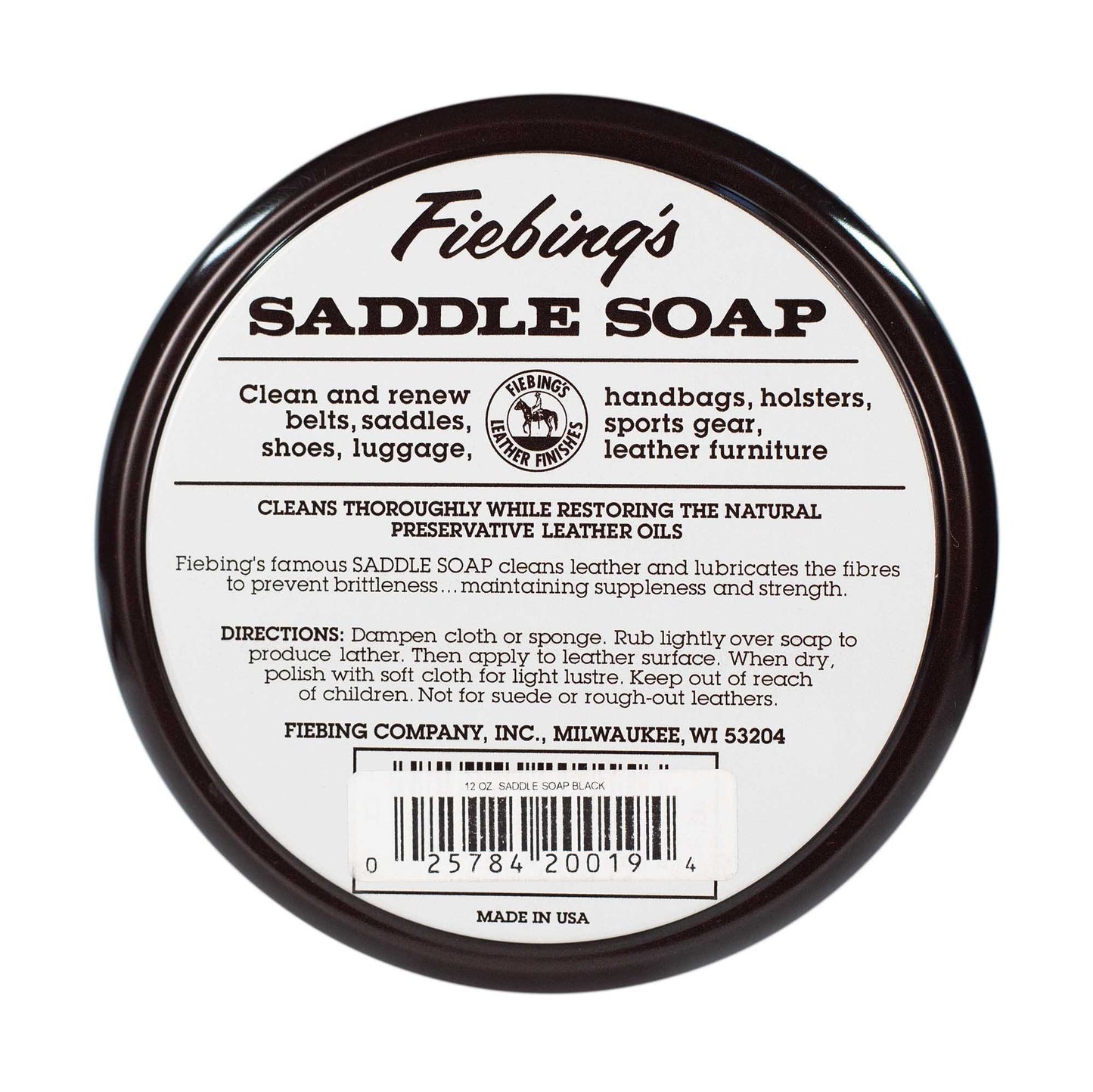 Fiebing saddle soap, white, 3.5 ounce